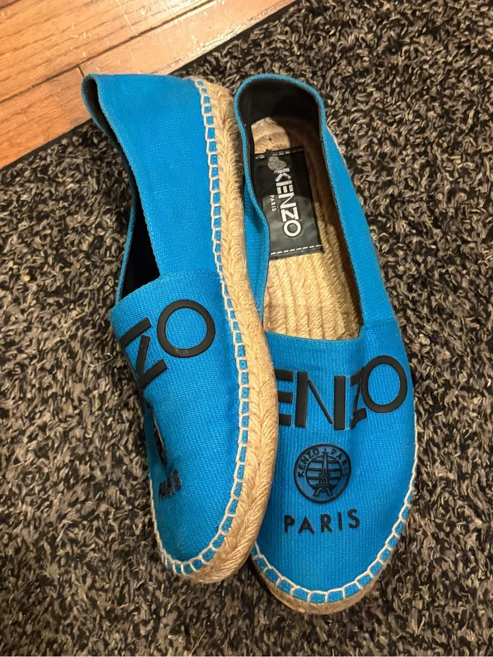 Kenzo Kids Bright Blue Canvas Slip-On Espadrilles size 38